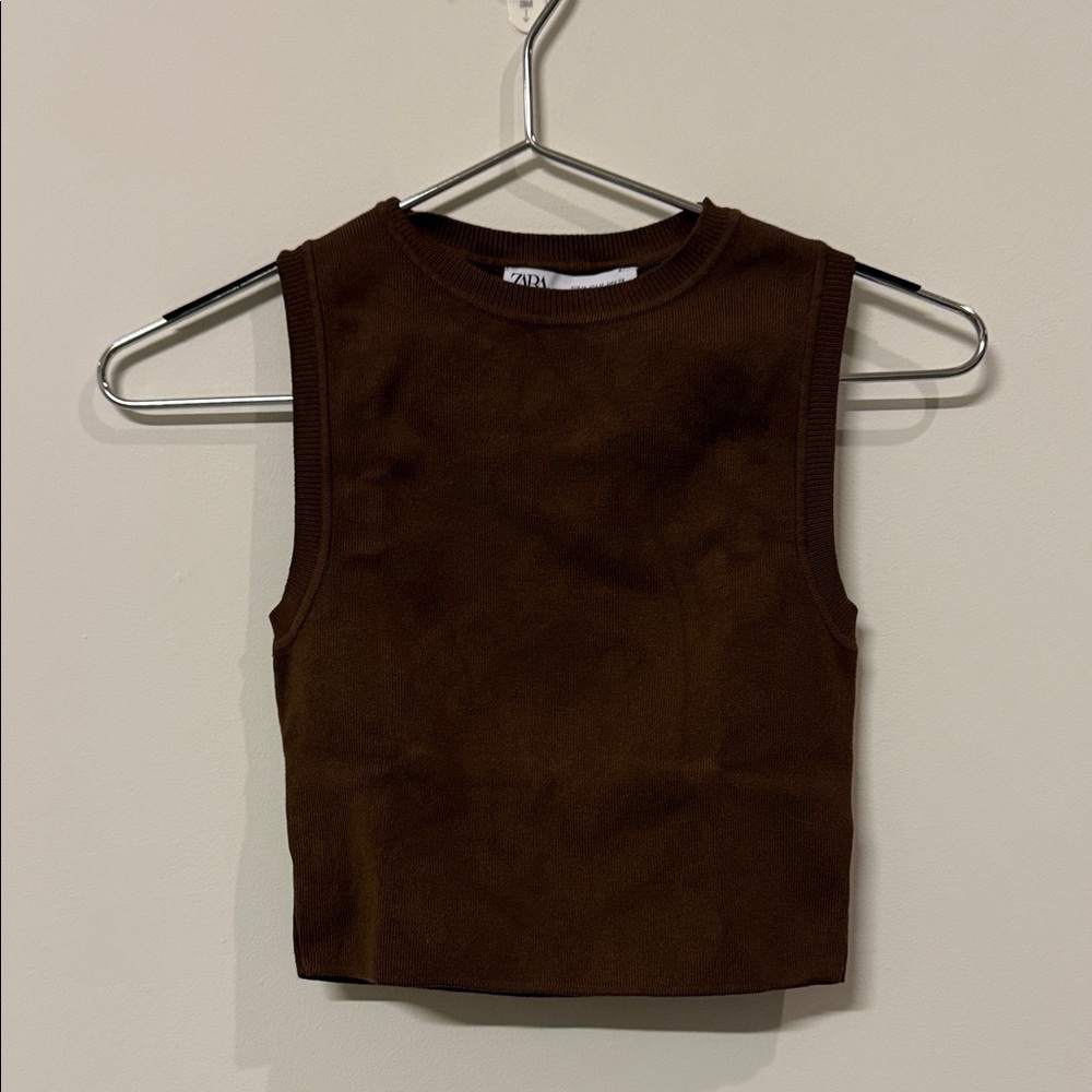 Zara Chocolate Brown Crop Top
